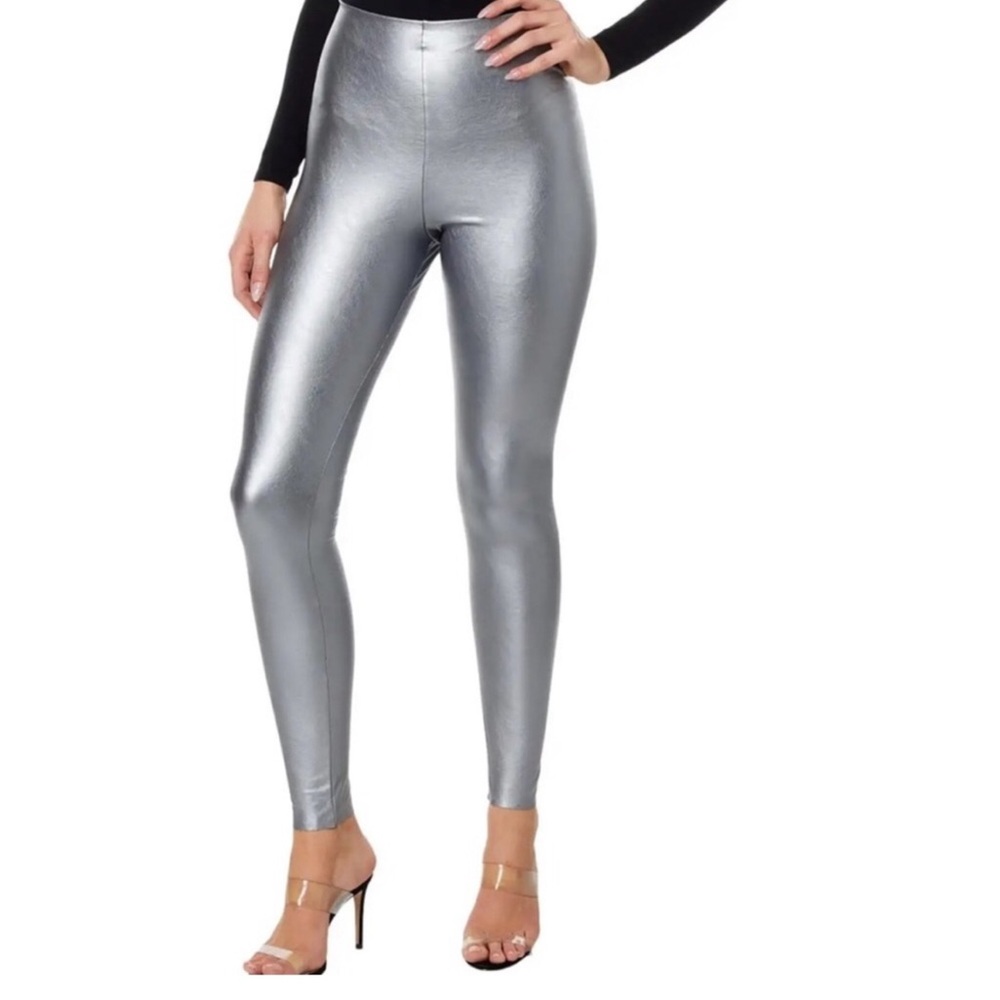 Commando Faux Leather High Rise Legging Platinum Silver size XS